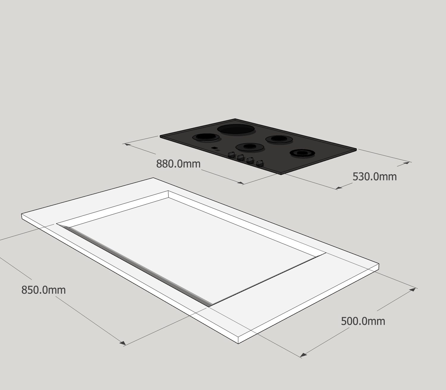 GH9002 1-Electric 4-Gas Tempered Glass Hob.